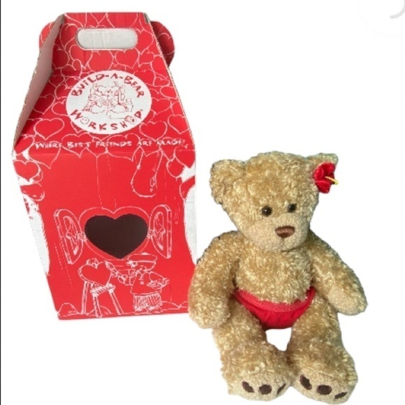 BUILD A Bear Timeless Teddy - Red Underwear & Hibiscus Original Box Valentines - Picture 1 of 7